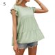 thumbnail image 1 of Camiseta de mujer Verano Encaje Cuello redondo Manga corta Casual Top suelto, Verde, S seitruly AP001322-13, 1 of 7