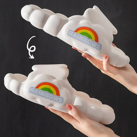 

Rainbow Slippers for Women and Men | Shower Slippers Bathroom Sandals | Extremely Comfy | Beach Slippers| Cushioned Thick Sole White 40-41