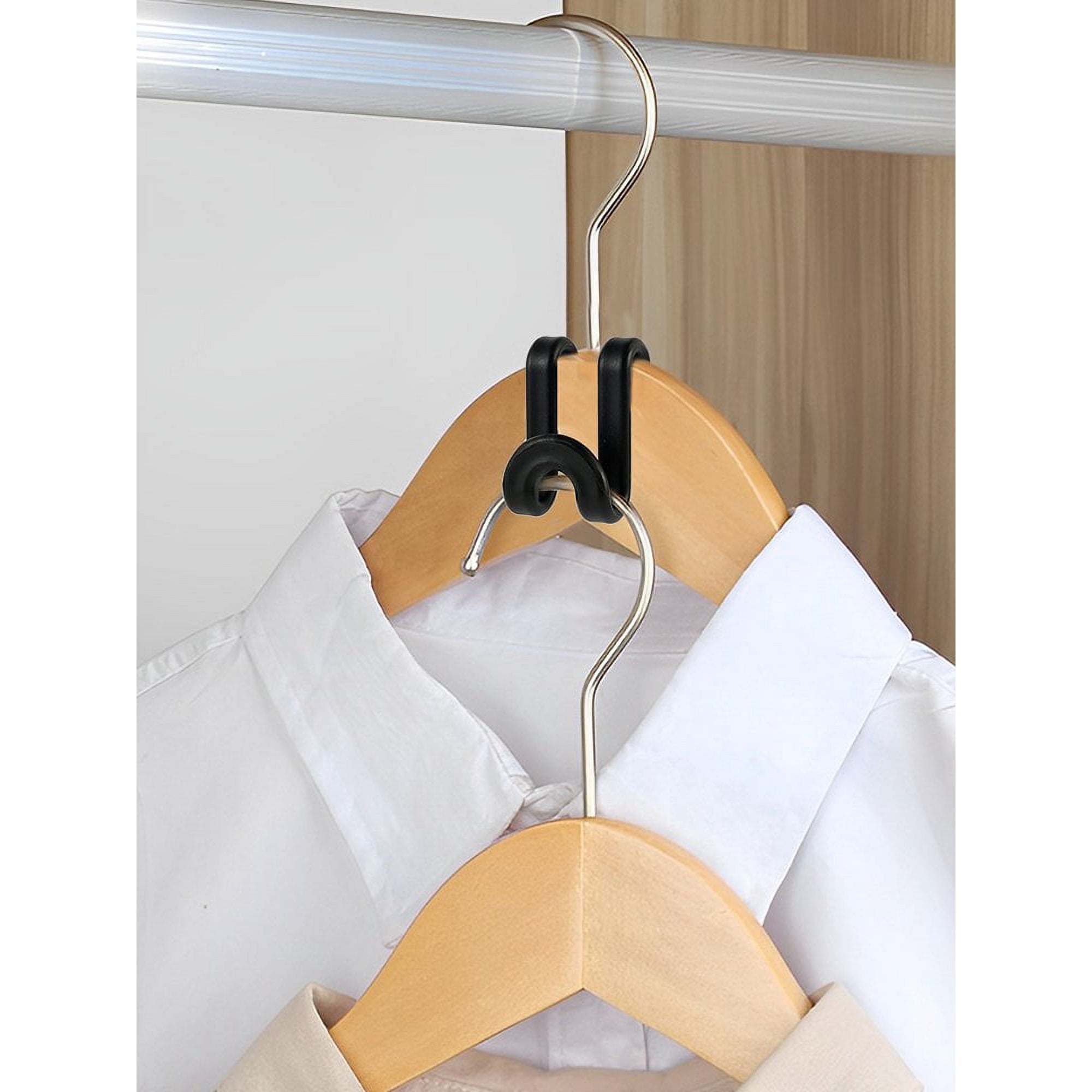 Lot De 60 Crochets En Cascade Pour Cintres En Velours, Cintres En Plastique, économie D'espace Pour Placard (Noir