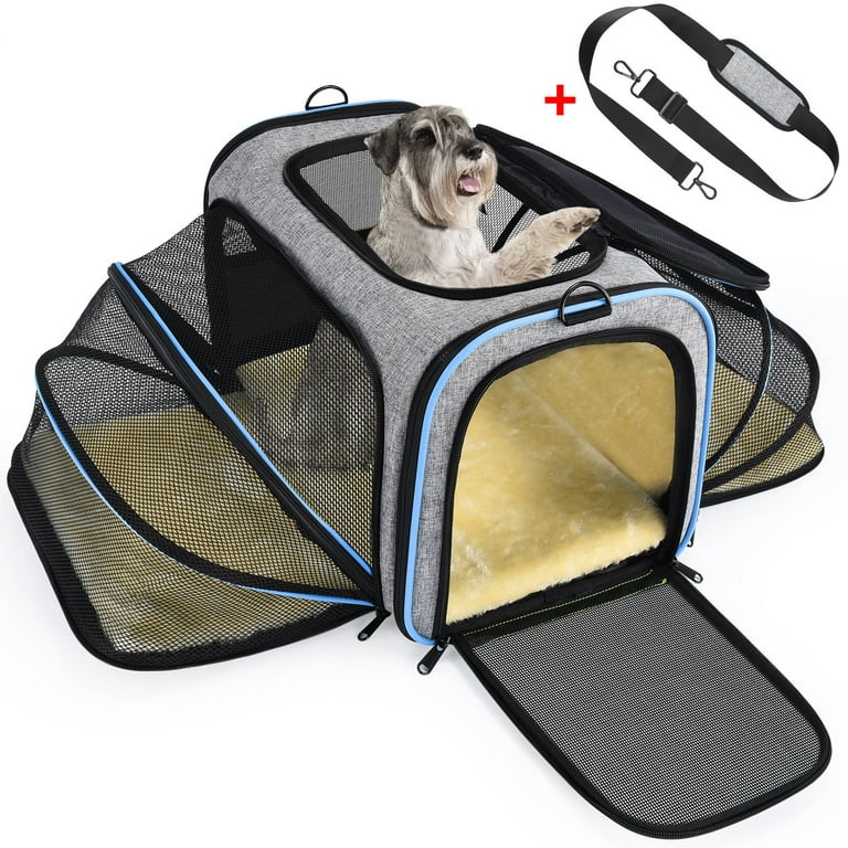 Henkelion Large Cat Carriers Dog Carrier Pet Carrier for Large Cats Dogs Puppies Up to 25lbs Big Dog Carrier Soft Sided Collapsi, Grey