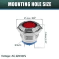 thumbnail image 3 of Unique Bargains 5pcs LED Indicator Light 16mm 233V AC Signal Warning Light for Car Truck Interior Red, 3 of 7