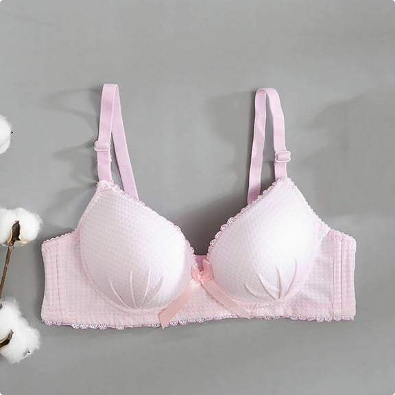 Teen Girls Plaid Bras Wireless Adjustable Straps Bralette Push up Support Comfortable Breathable Everyday Bra Sport Bra for Girls L