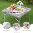 thumbnail image 4 of Square Tablecloth with Elastic Edges 36 * 36 Inch Pioneer Waterproof Pastel Grey Flower Floral Print Table Cover Washable Indoor and Outdoor for Party Kitchen Dinner Banquet Patio Picnic, 4 of 6