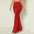 thumbnail image 4 of Byworldtasic Womens Solid Color Skirts Women's Casual Ruched High Waisted Fishtail Bodycon Long Maxi Skirt, 4 of 6