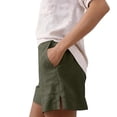 thumbnail image 5 of Bermuda Shorts for Women High Waisted Linen Dressy Casual Pleated Wide Leg Summer Shorts with Elastic Waist Green XL, 5 of 6