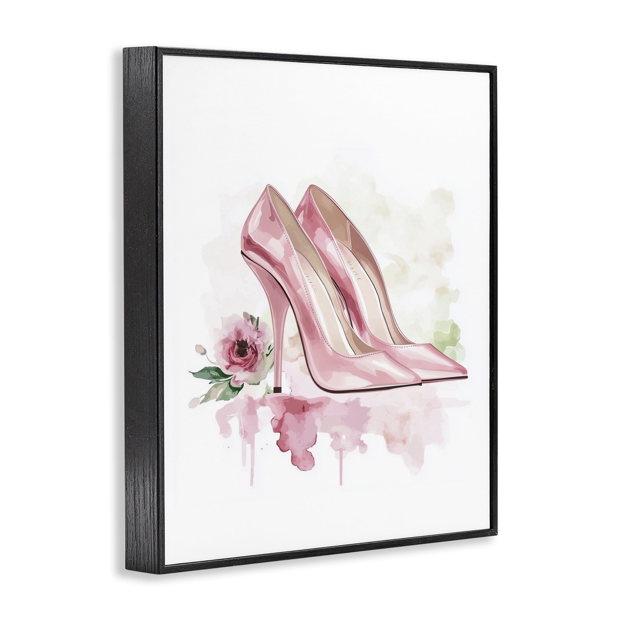 Rosy Pastel Heels Black Framed Giclee Art, design by Christine Simpson Art