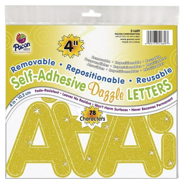 Letters Gold Dazzle Puffy Font 4in Self Adhesive Walmart Com Walmart Com