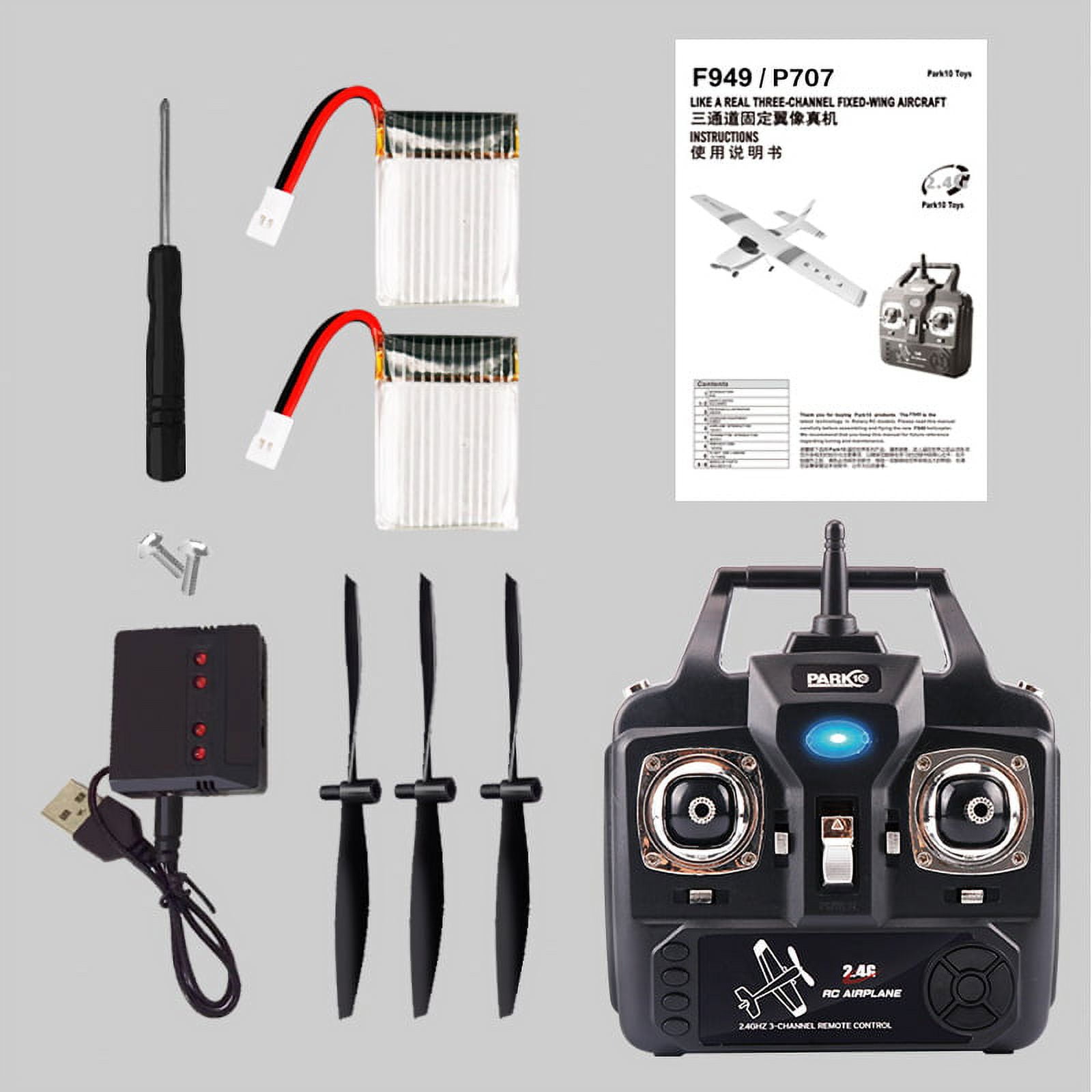 GYRO Built-in F949G 3Ch RC Airplane, Upgraded from F949S, Fixed Wing Plane Outdoor Toys with 2.4G Transmitter, Extra Battery and Propeller