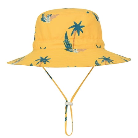 

American Trends UPF 50+ Baby Boy Sun Hat Sun Protective Cute Wide Brim Summer Kids Beach Bucket Hats Toddler Sun Hats for Girl Coconut Tree L