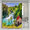 thumbnail image 2 of Mountain Stream Shower Curtains for Bathroom Green Trees Forest Waterfall Scene Bath Curtain Nature Fabric Bathroom Curtain Hook, 2 of 6