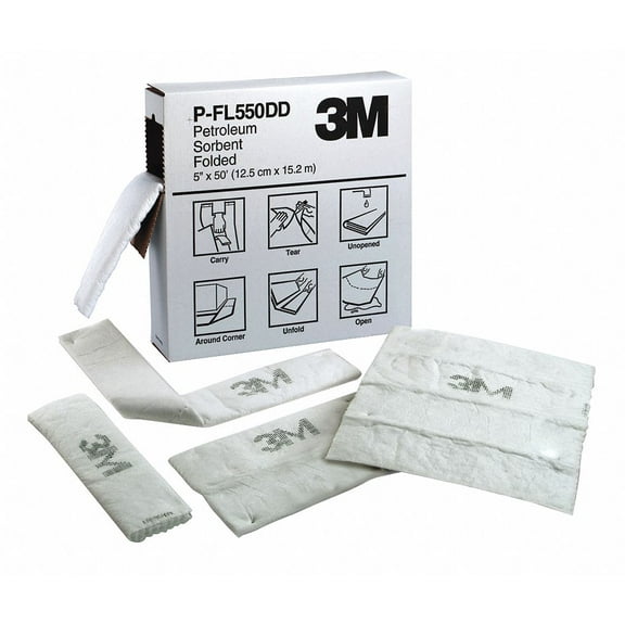 3m Absorbent Roll,Oil-Based Liquids,White  1
