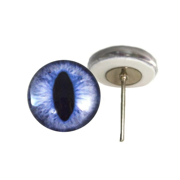 Blue Cat Glass Eyes on Wire Pin Posts