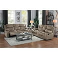 thumbnail image 2 of Pemberly Row 20.5" Traditional Microfiber Double Glider Reclining Sofa in Brown, 2 of 7