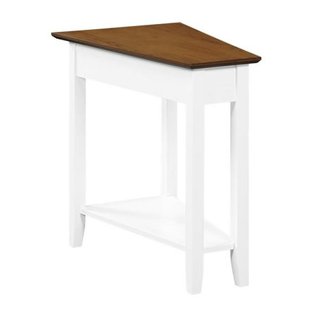 Pemberly Row Transitional Wedge End Table in White Wood Finish