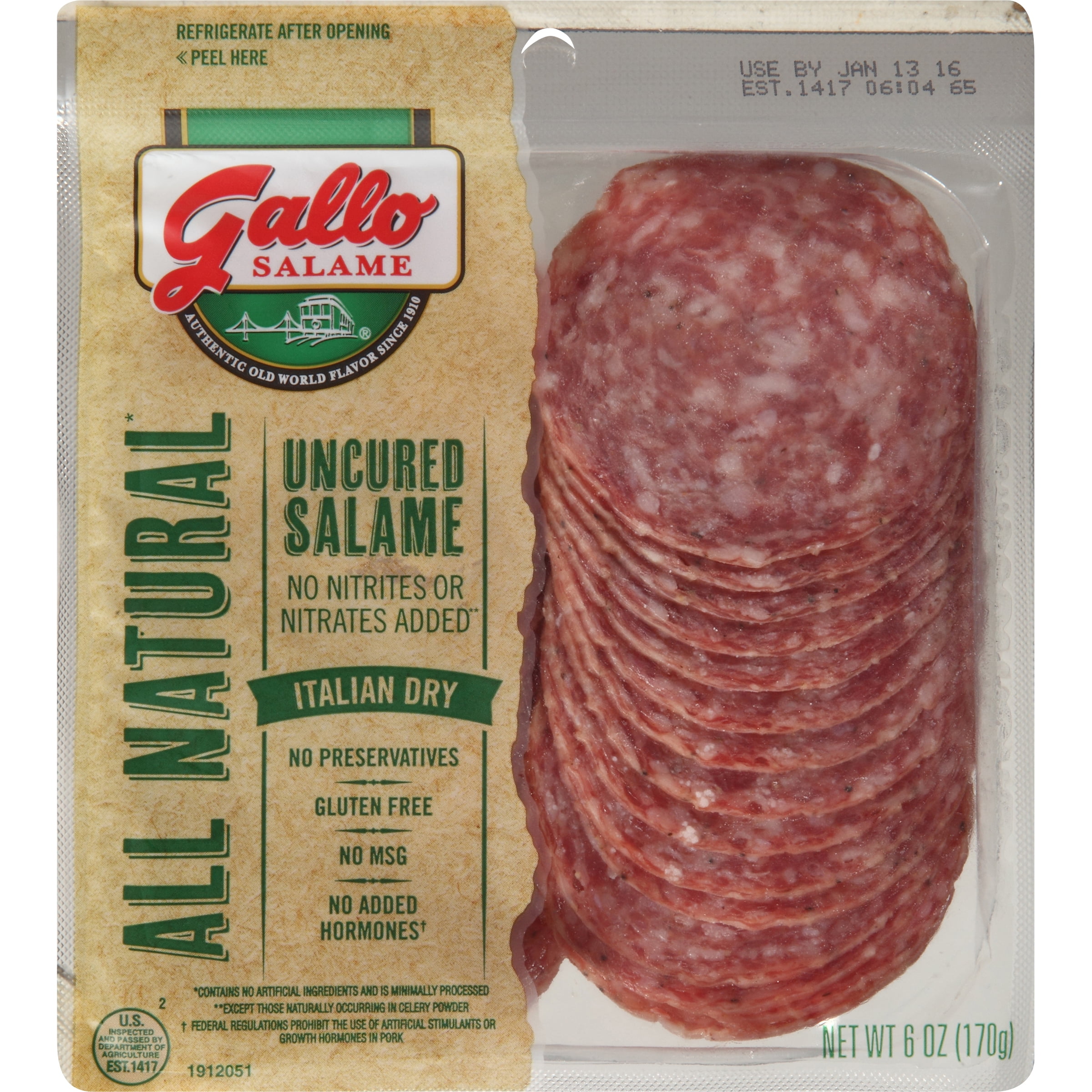 Gallo Salame All Natural Italian Dry Uncured Salami 6 Oz Walmart Com Walmart Com