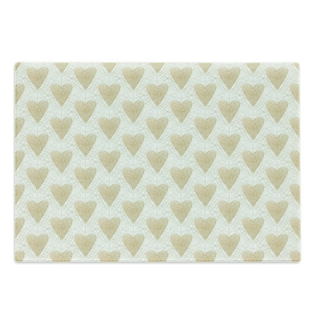 

Romantic Cutting Board Pointilistic Heart Trapped on Wire Net Geometric Spider Web Decorative Tempered Glass Cutting and Serving Board Large Size Pale Coffee White by Ambesonne