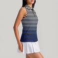 thumbnail image 4 of Womens Golf Shirt Sleeveless Tennis Shirt Collared Zip Up Printed Resort Golf Top, Quick Dry Polyester Athletic Tank Tops Dark Blue XL, 4 of 6