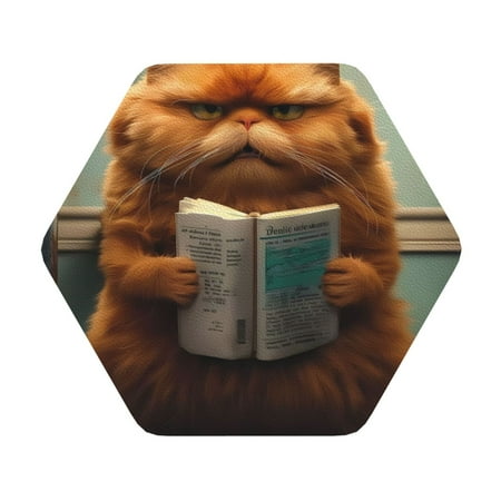 

Ocsxa Grumpy Cat Reading Book Coasters for Drinks Leather Coasters Set of 4 for Coffee Table for Housewarming Kitchen Bar Decor One Size