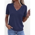 thumbnail image 3 of PRETTYGARDEN Womens Short Sleeve Sweater V Neck Trendy Pullover Tops Summer Spring Loose Lightweight Casual Blouse, 3 of 10