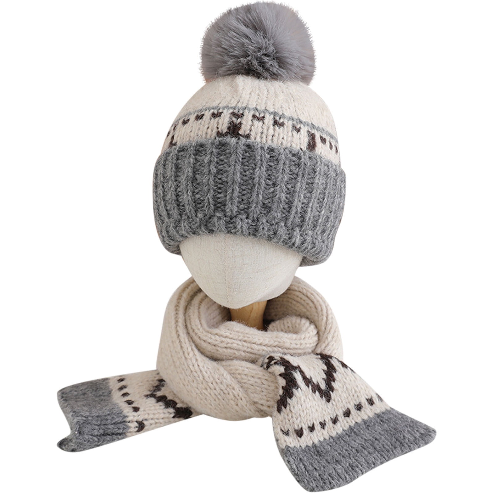 Wancir Kids Winter Beanie Hat, Children’s Warm Knitted Fleece Lined Woollen Ski Pompom Hat for Boys & Girls 3-9 Years