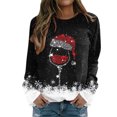 thumbnail image 1 of Gibobby Sudaderas para mujer navidad Sudadera con estampado navideño para mujer, sombrero de cristal, sudadera de manga larga, blusa informal, de temperamento(Negro,M), 1 of 5