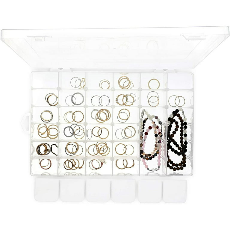 Juvale 3 Pack Jewelry Organizer Box for Earrings Storage, Clear Plastic  Bead Storage Containers for Crafts, 36 Grids Each