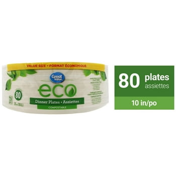Assiettes compostables Eco Great Value