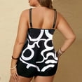 thumbnail image 4 of Qingpeng Women's Plus Size Swimdress Print 2 Pieces Tankini Swimsuits Womens Stripe Bathing Suits Swim Top Shorts, 4 of 6