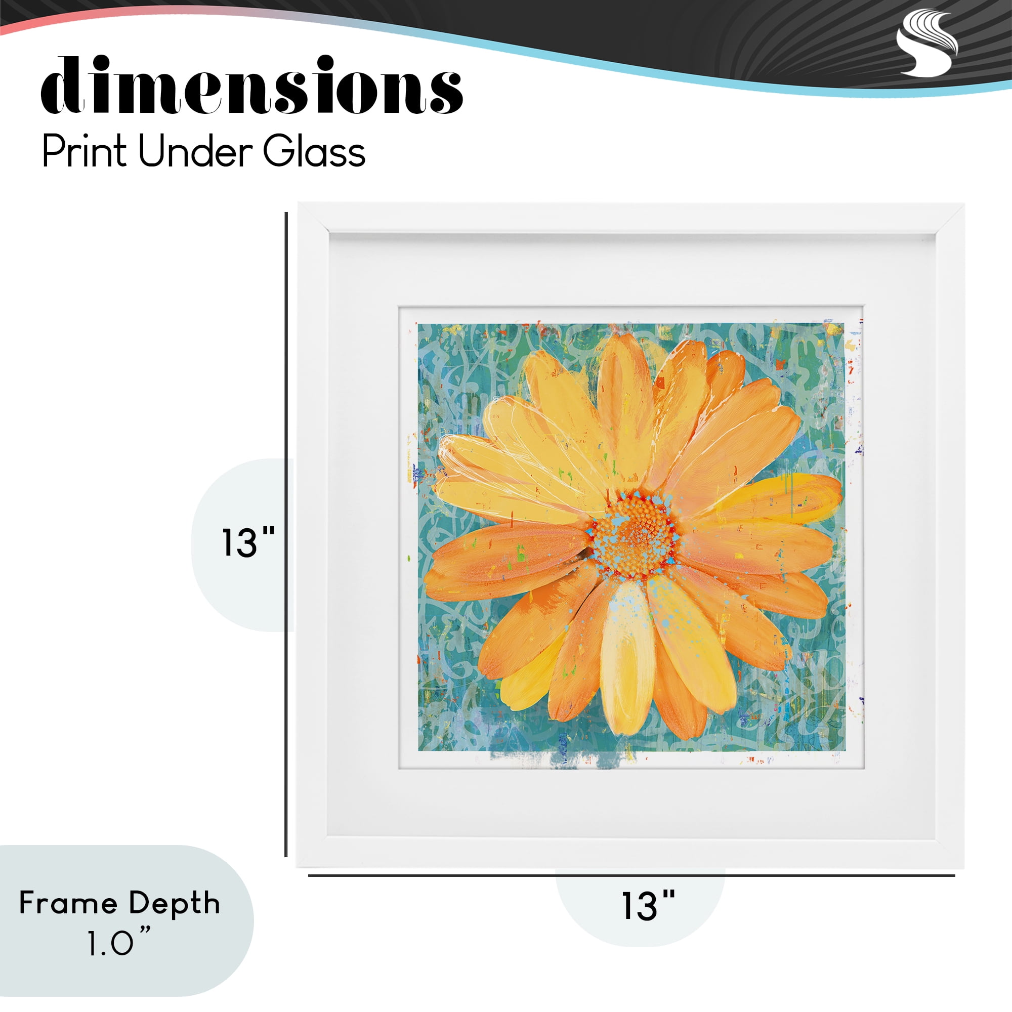 Stupell Industries Urban Daisy over Graffiti White Framed Print Under Glass, design by Porter Hastings