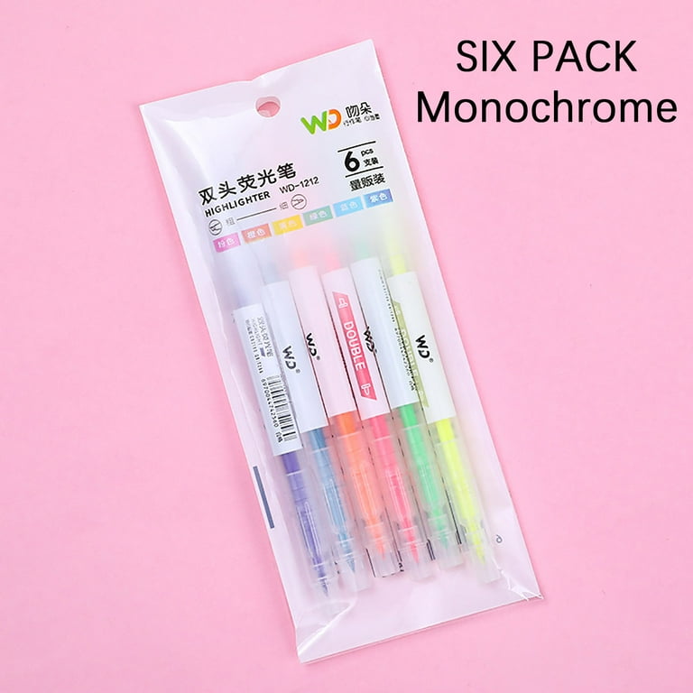 6Pcs/Set Double Head Fluorescent Highlighter Pen Markers Pastel Drawing Pen  for Student School Office Supplies Cute Stationery
