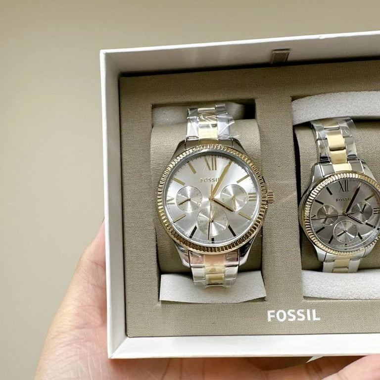 Fossil BQ2737SET His and Hers Multifunction Two-Tone Stainless