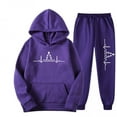 thumbnail image 2 of VBTAPA Two Piece Outfits for Women Jogging Suits Casual Sweatsuits Set Christmas Tree Print Hoodie Tracksuit Purple S, 2 of 3
