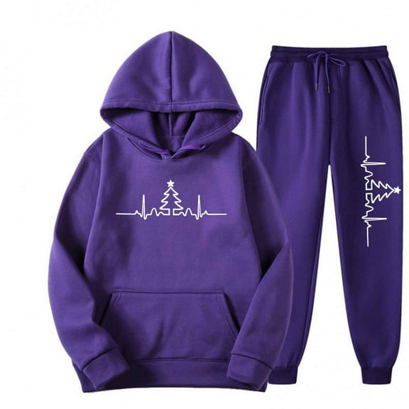 Women Fall Clothes Two Piece Sets for Women Women's Christmas Design Hooded Sweatshirt and Easy Sweatpants Sweatsuit Set for Cold Weather My Items