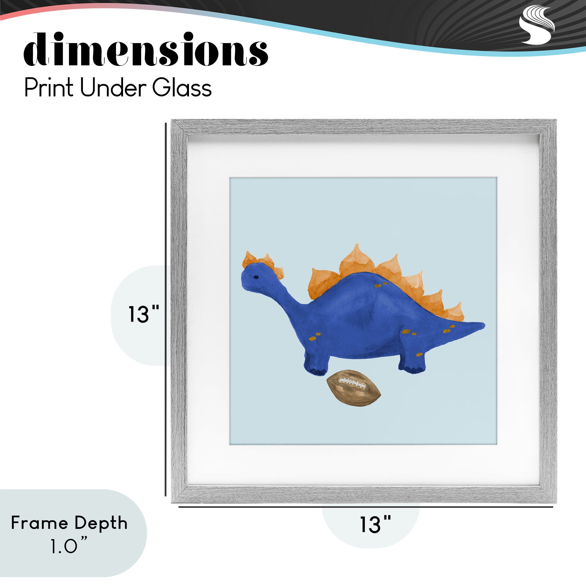 Stupell Industries Sporty Baby Dino Gray Framed Print Under Glass, design by Lucille Price