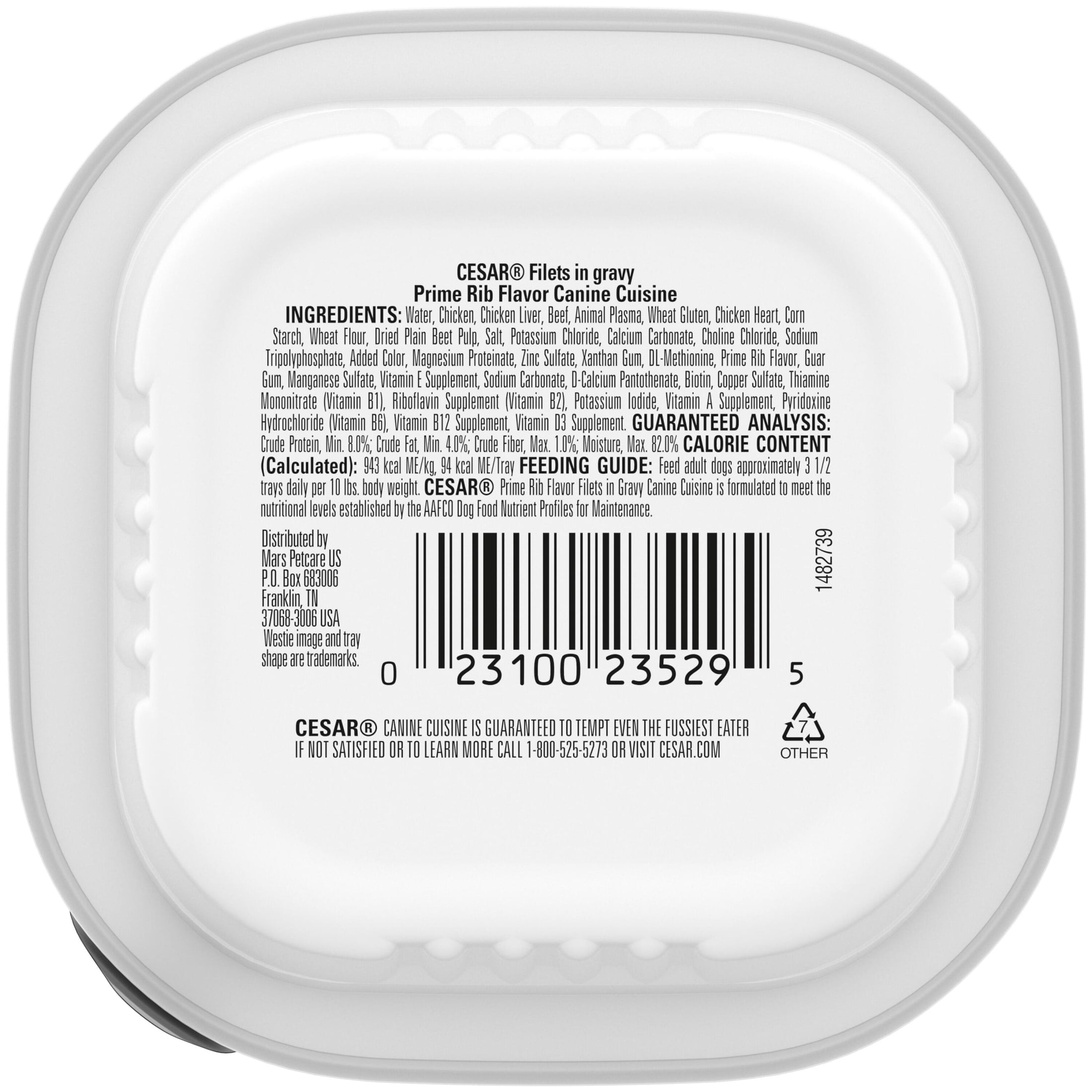 Cesar Filets in Gravy Wet Dog Food, Prime Rib Flavor, 3.5 oz. Trays, Pack of 24