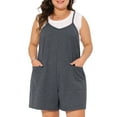 thumbnail image 2 of DARING DIVA Women's Plus Casual Sleeveless Spaghetti Strap Romper 1X Grey, 2 of 6