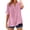 Pink 2, variant on Women Cotton Linen Embroidered Tops 3/4 Sleeve V Neck Summer Casual Blouses Solid Color Loose Fit Shirts Light Blue XL