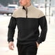 thumbnail image 1 of Ceisia Men's Regular-Fit Stand-Collar Half-Zip Color-Blocked Argyle-Textured Polyester Pullover Gift, 1 of 7