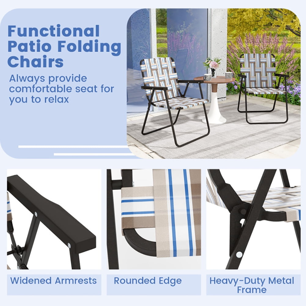 Aimee Lii 4 Pieces Folding Beach Chair Camping Lawn Webbing Chair, Outdoor Dining Chairs, Coffee Aimee Lii 4 Pieces Folding Beach Chair Camping Lawn Webbing Chair, Outdoor Dining Chairs, Coffee