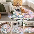 thumbnail image 6 of Round Area Rug 4ft, Spring Flower Easter Rabbit Non-Slip Non-Shedding Floor Mat, Colorful Checkered Pink Washable Sturdy Carpet for Living Room Bedroom Home Decor, 6 of 9