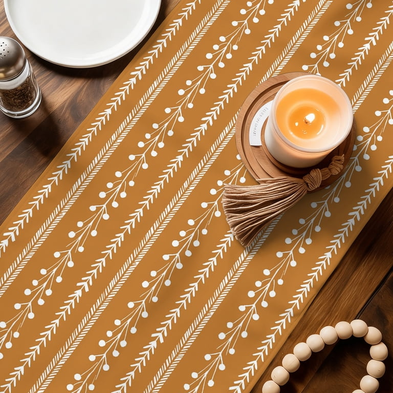 table runner 「花籠吉鳥」　帯リメイク 　長長尺270㎝　正絹 Terracotta Table Runner, Rustic Vertical Dashed Lines Shabby Chic