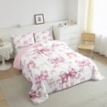 thumbnail image 3 of Manfei Retro Ribbon Bowtie Bedding Comforter Set,Kawaii Bow Knot Twin Comforter Sets,White Pink Bedding Set For Kids,Super Cozy Room Decor Reversible,2pcs, 3 of 8
