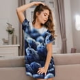 thumbnail image 3 of Fuzoiu Blueberry Print Women Nightgowns, Soft Comfy Lightweight Short Sleeves Sleepwear,Crew Neck Loungewear, 3 of 6