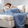 thumbnail image 3 of ROSEKIND Lightweight Breathable 300GSM 3D Striped Flannel Throw Blanket, for Sofa Couch Bed,60x80inch, 3 of 4