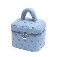 thumbnail image 1 of Bolsa de maquillaje de pana con estampado de corazón, bolsa de cosméticos portátil con cremallera, bolsa de maquillaje, organizador de artículos de tocador para mujeres y niñas., 1 of 8