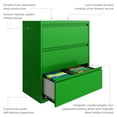 thumbnail image 3 of Hirsh 36 Inch Wide 3 Drawer Metal Lateral File Cabinet for Home and Office, Holds Letter, Legal and A4 Hanging Folders, Screamin' Green, 3 of 15