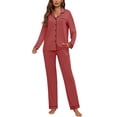 thumbnail image 1 of Conjunto de pijama ZMJ para mujer, manga larga con botones y pantalones largos, 1 of 7