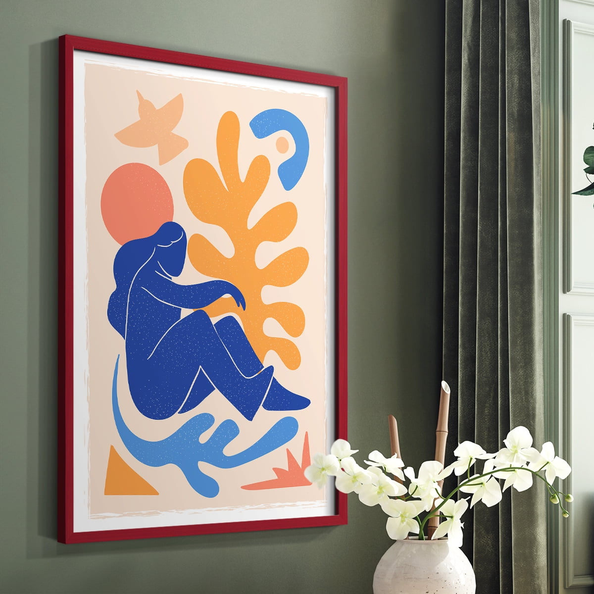 Matisse CCCLXII in Red Solid Wood 16 x 20 Framed Print