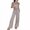 Gray, variant on Women Two Piece Outfits Crochet Sheer Knit Sweater Top Wide Leg Pants Lounge Matching Sets Sweatsuit Travel Clothes XXL