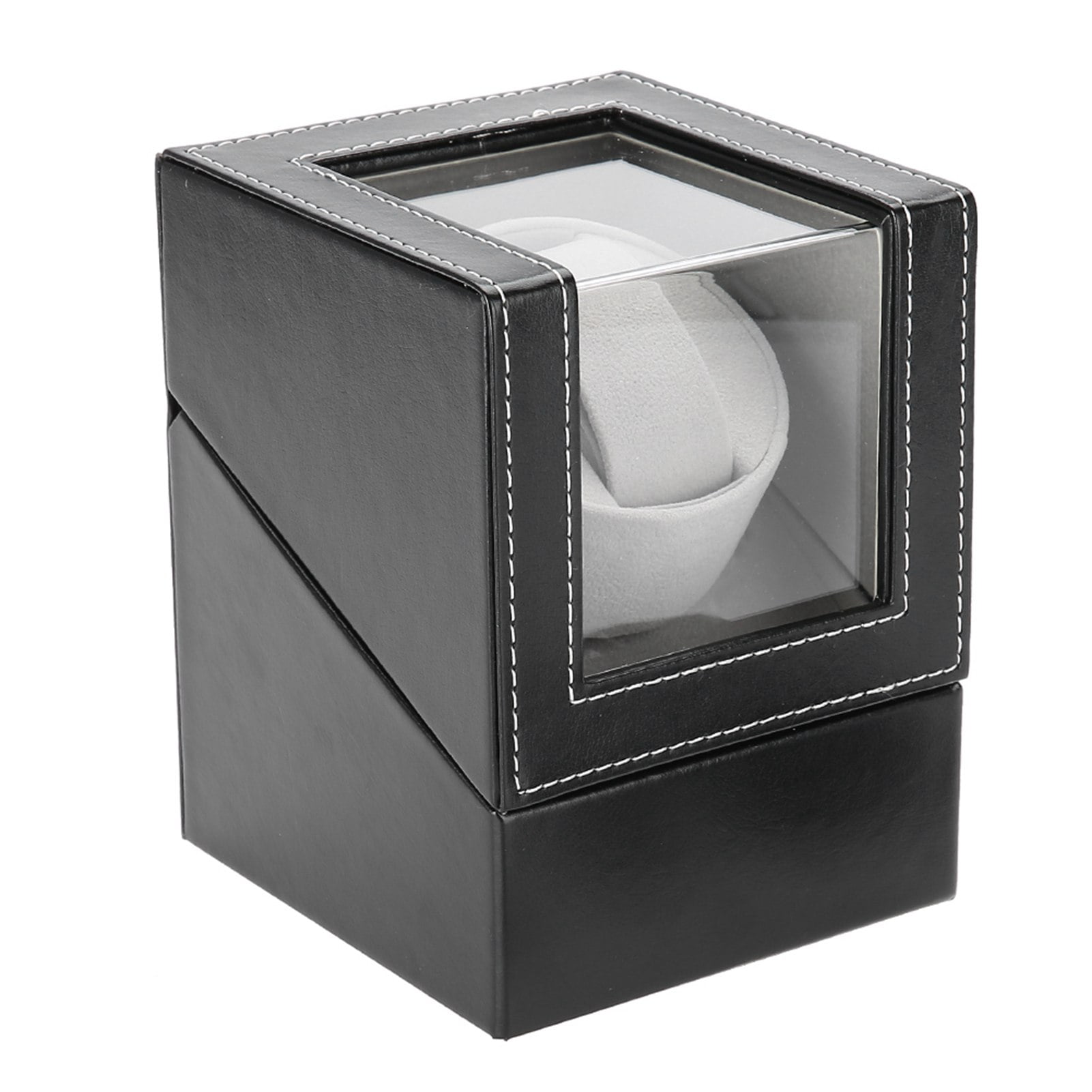 Riousery Single Watch Winder Holder Display Storage Automatic Mechanical Watch Box PU Leather Premium Organizer for Timepieces, Black (US Plug 110-240V) - 6.3 inches / 16 cm Dimensions